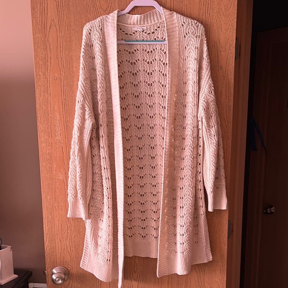 Maurices Light Beige Open-Front Cardigan